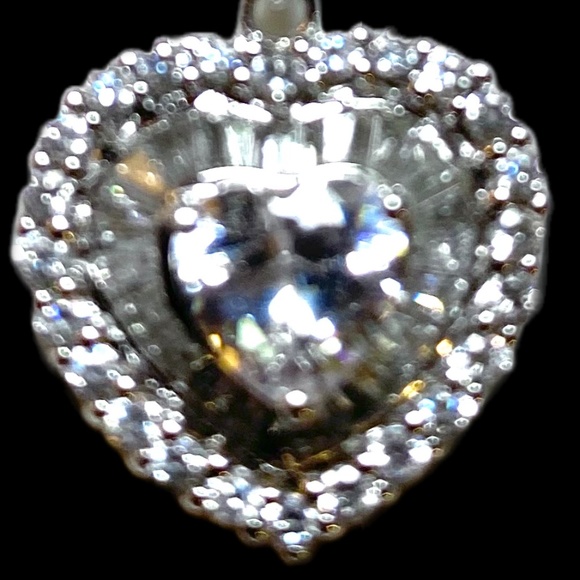 Sterling Silver Heart Shaped Multi Stone Necklace - Picture 3 of 6